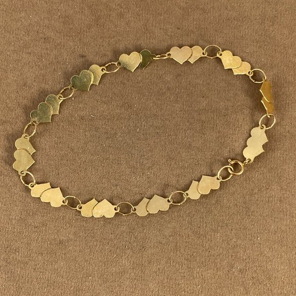Vintage Other - Sold- Vintage 14 Karat Gold 2 Hearts Bracelet NOS